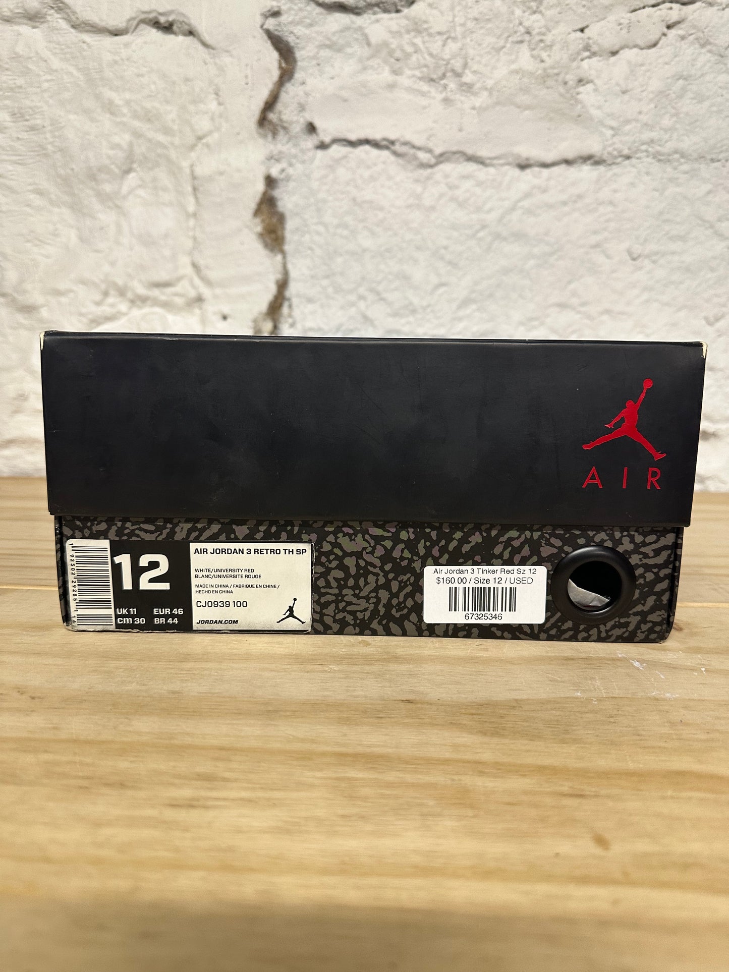 Air Jordan 3 Tinker White University Red Sz 12