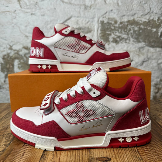 Louis Vuitton Red White Strap Trainer Sneaker Sz 10 (8.5LV)