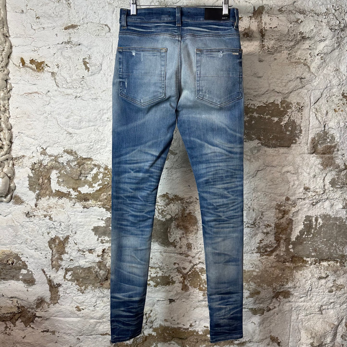 Amiri Plain Blue Honeycomb Denim Jeans Sz 28