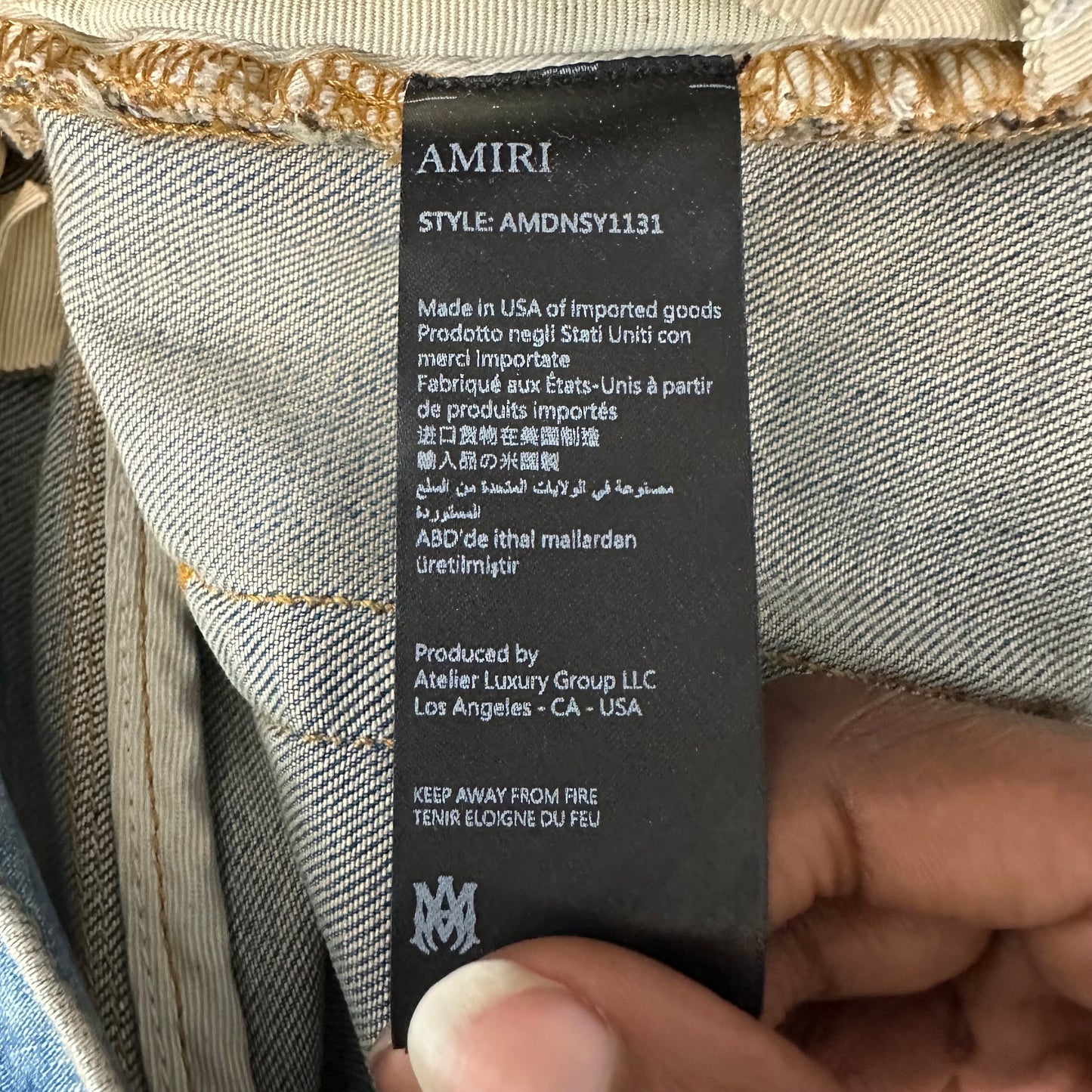 Amiri Airbrushed Logo Blue Denim Jeans Sz 38