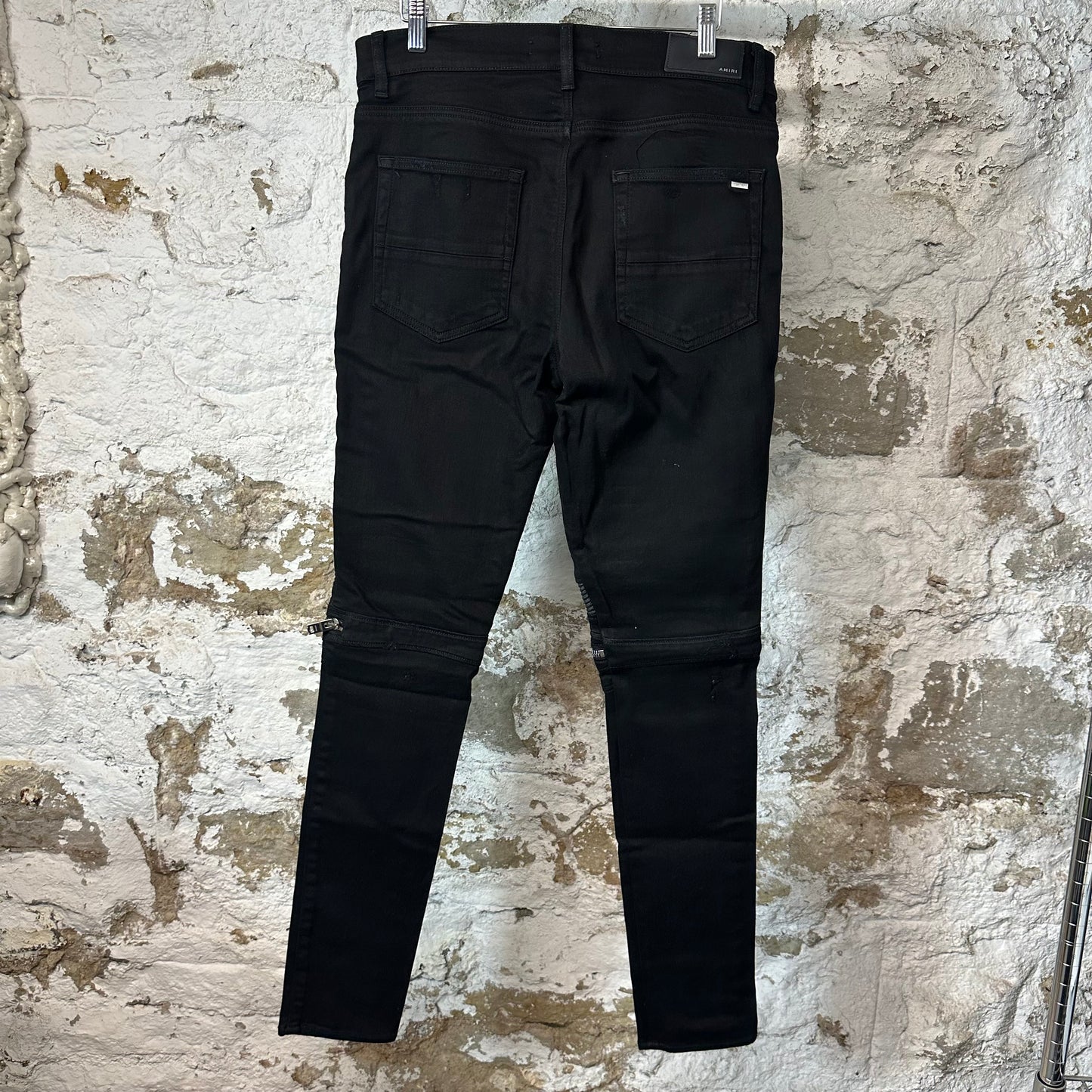 Amiri MX2 Black Patch Black Denim Jeans Sz 33