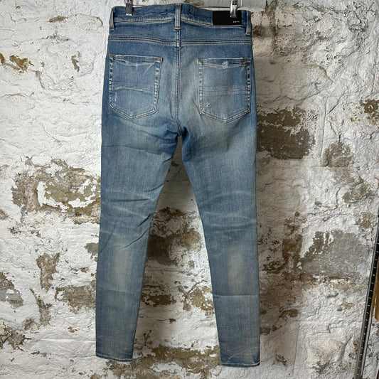 Amiri MX1 Black Multicolor Paisley Blue Denim Jeans Sz 31