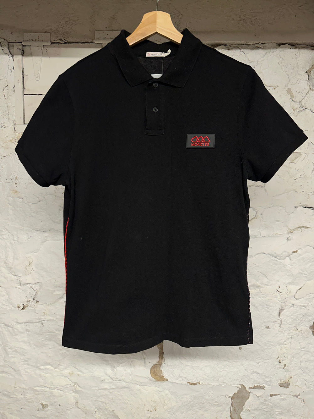 Moncler Red Black Polo Sz M