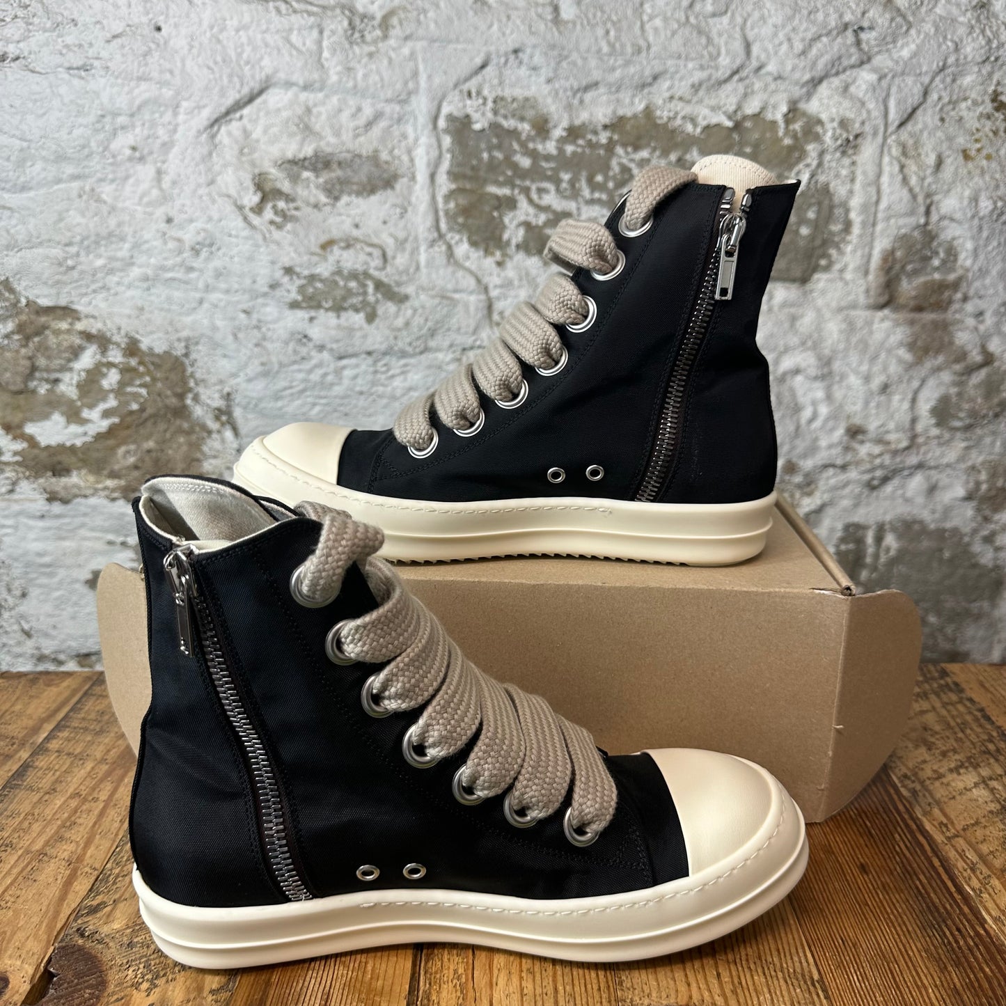 Rick Owens High Jumbo Lace Black Milk Sneaker Sz 10 (43)