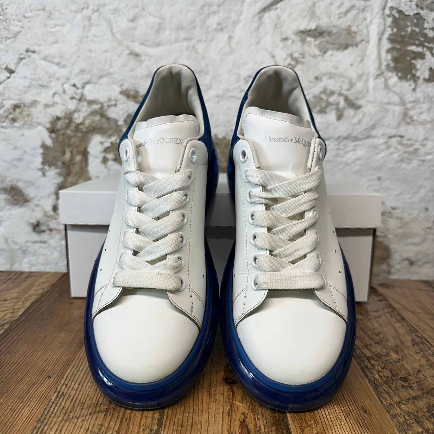 Alexander Mcqueen Blue Tab Bubble Sole White Sneaker Sz 8 (41) No Box