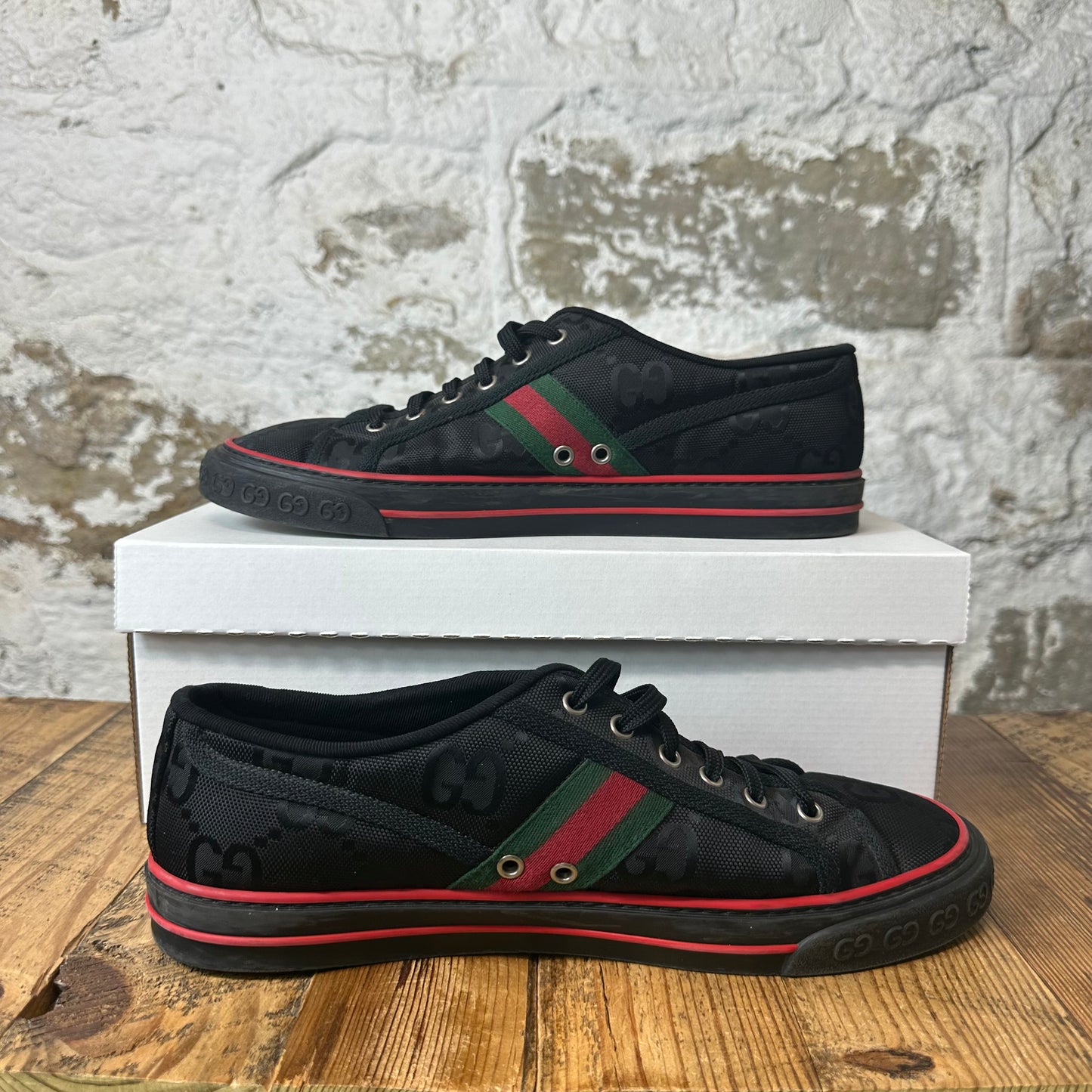 Gucci Tennis 1977 Black GG Monogram Sneaker Sz 10.5