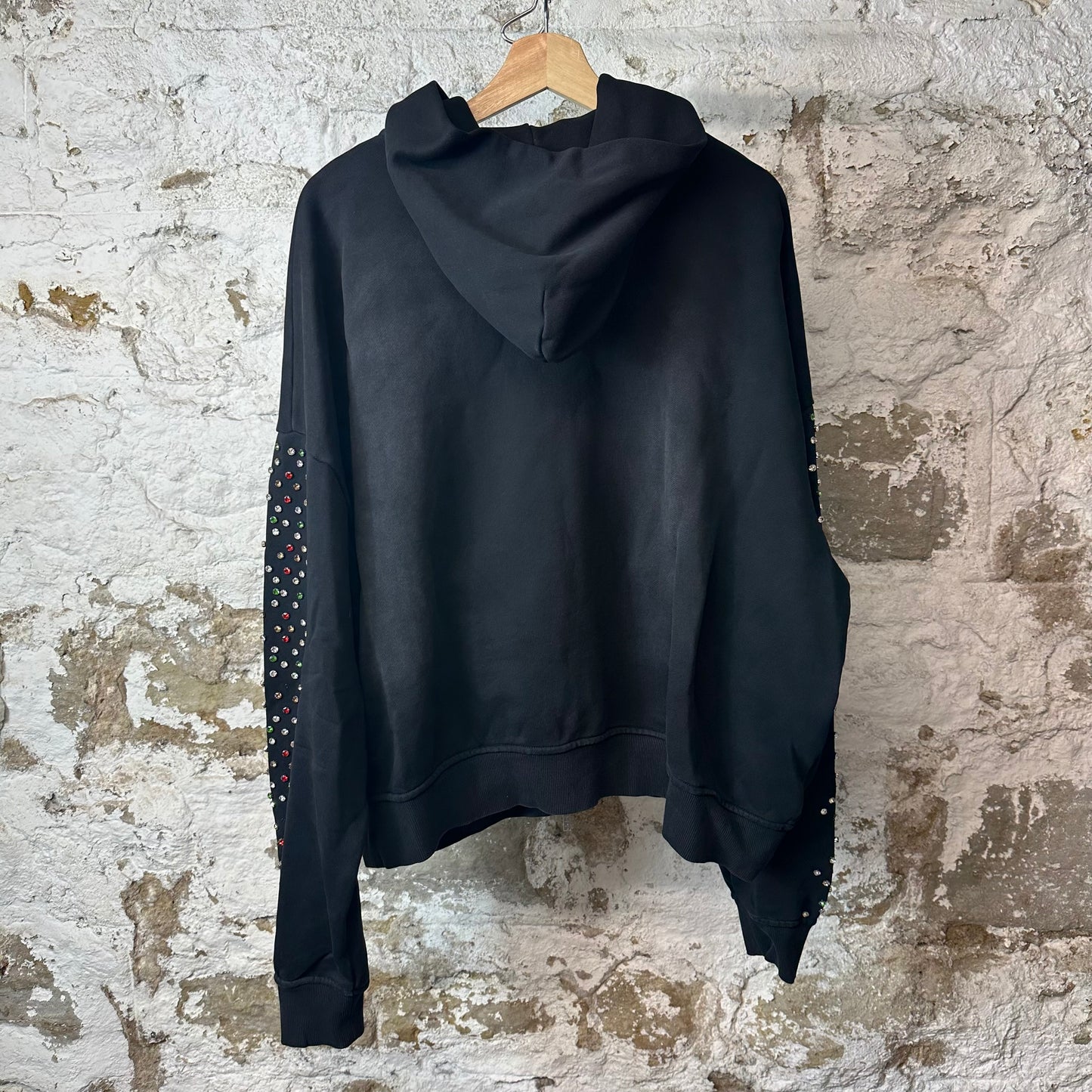 HMDD Crystals Black Zip Up Hoodie Sz M