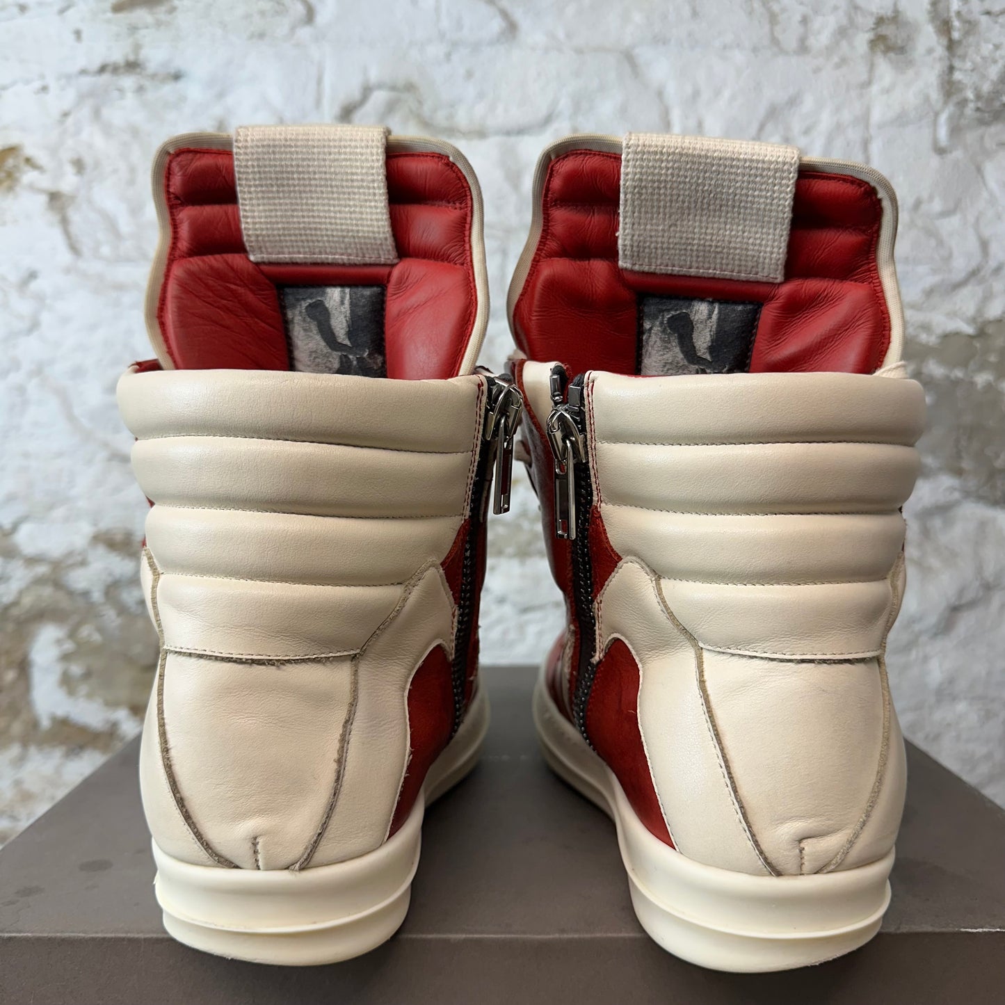 Rick Owens Geobasket Cardinal Red Milk Sneaker Sz 7 (40)