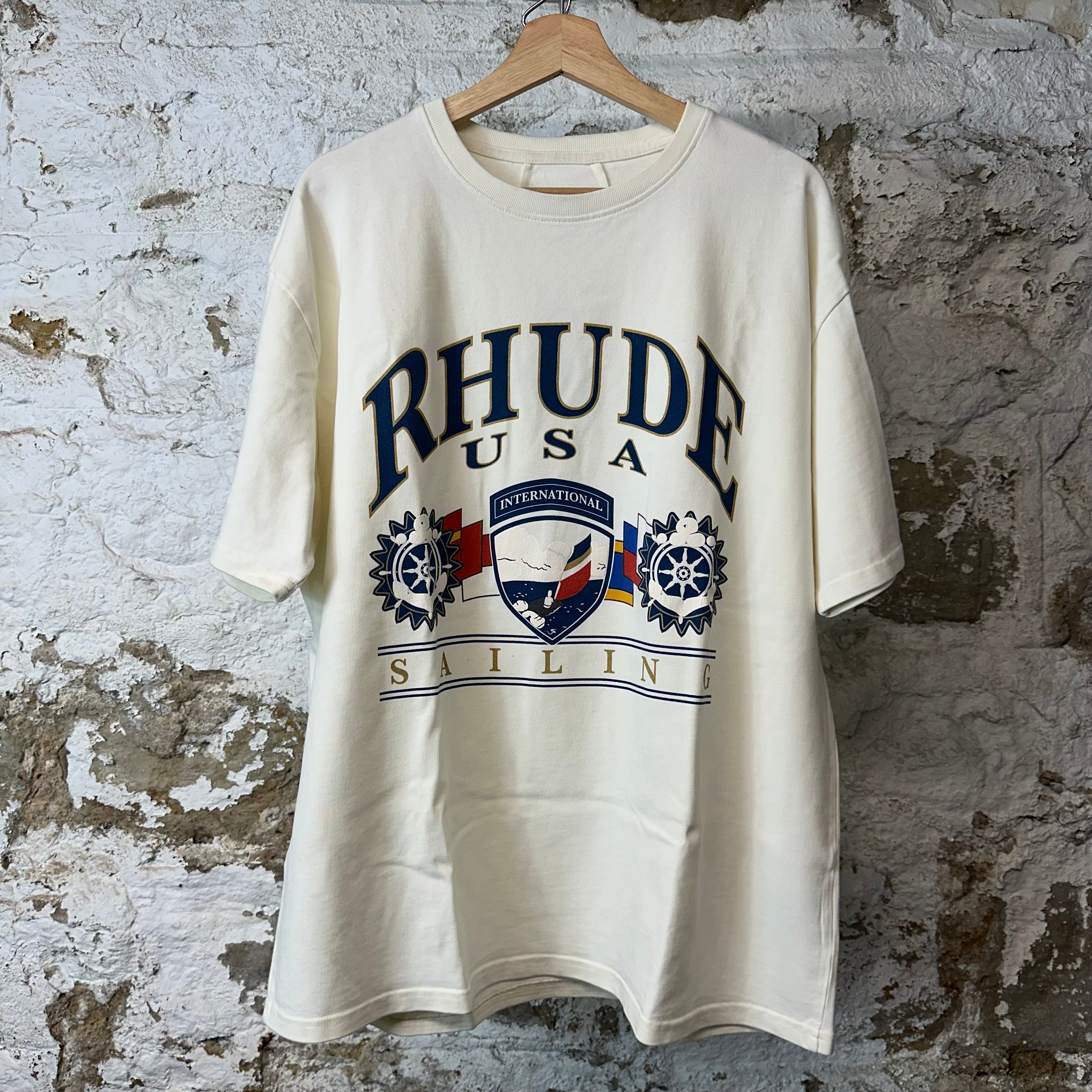 Rhude International Sailing Cream T-Shirt Sz L