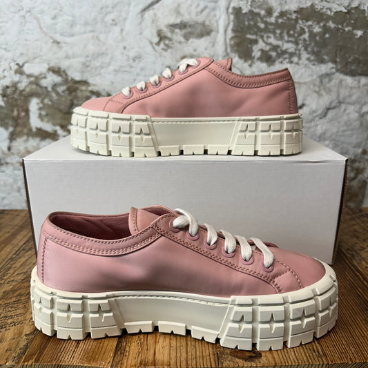 Prada Gabardine Pink Nylon Cream Sneaker Sz 6 (38.5)