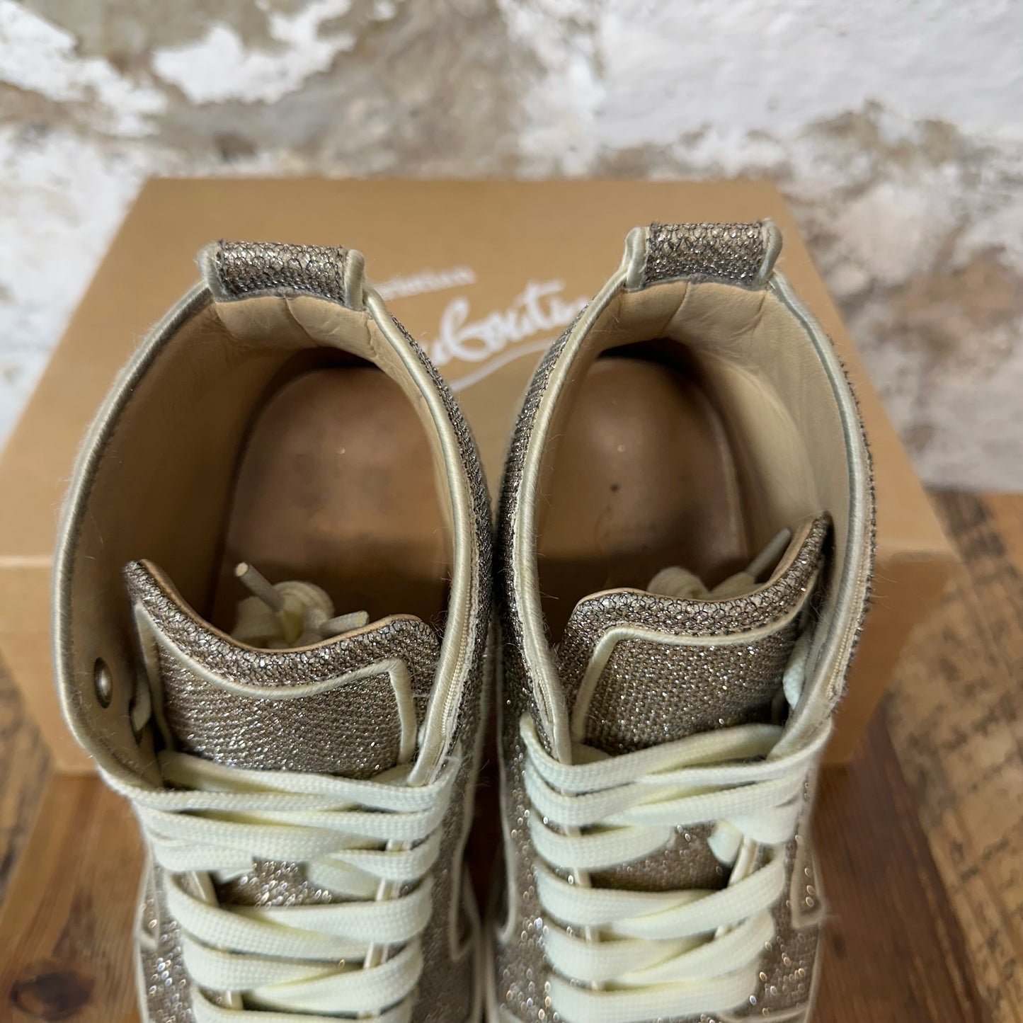 Christian Louboutin High Gold Glitter Sneaker Sz 4.5 (36)
