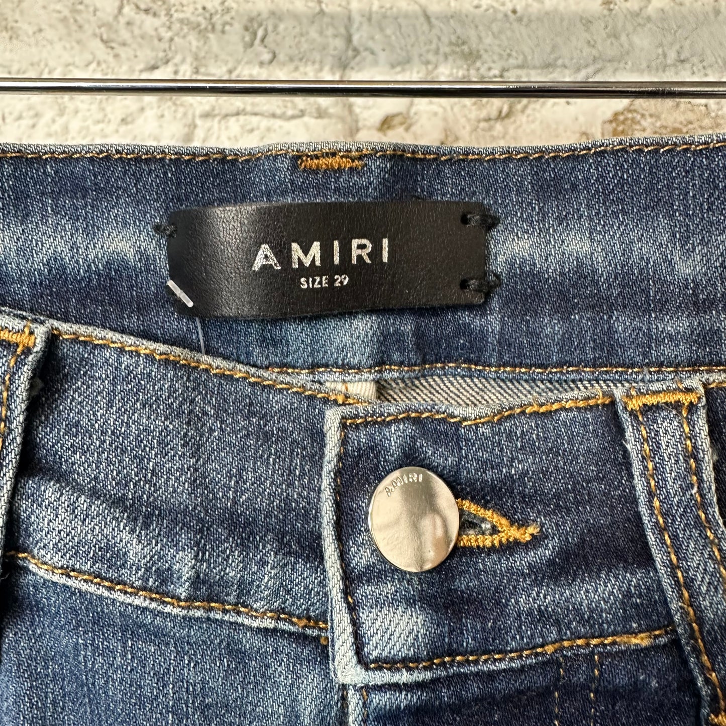 Amiri MX1 Bordeaux Suede Dark Blue Denim Jeans Sz 29