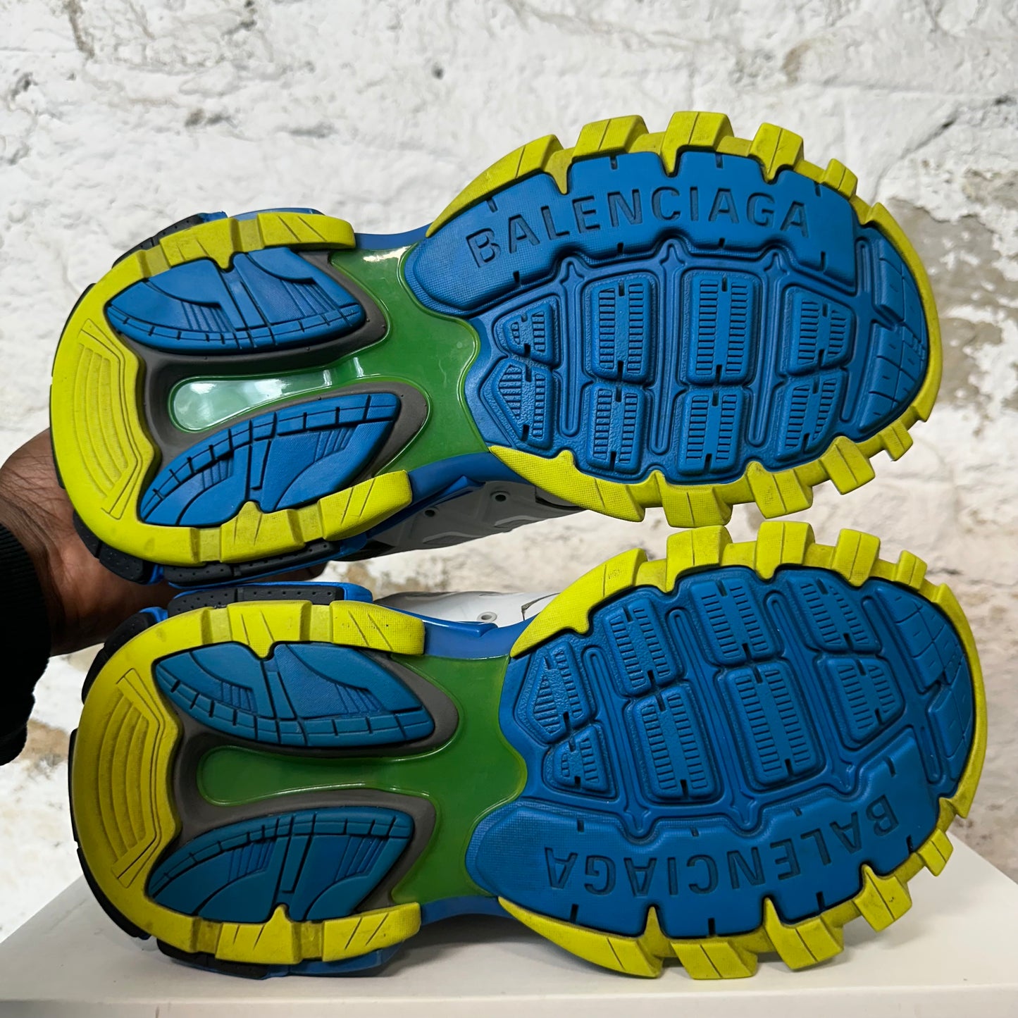 Balenciaga Track Runner Gray Blue Yellow Sneaker Sz 8 (41) No Box
