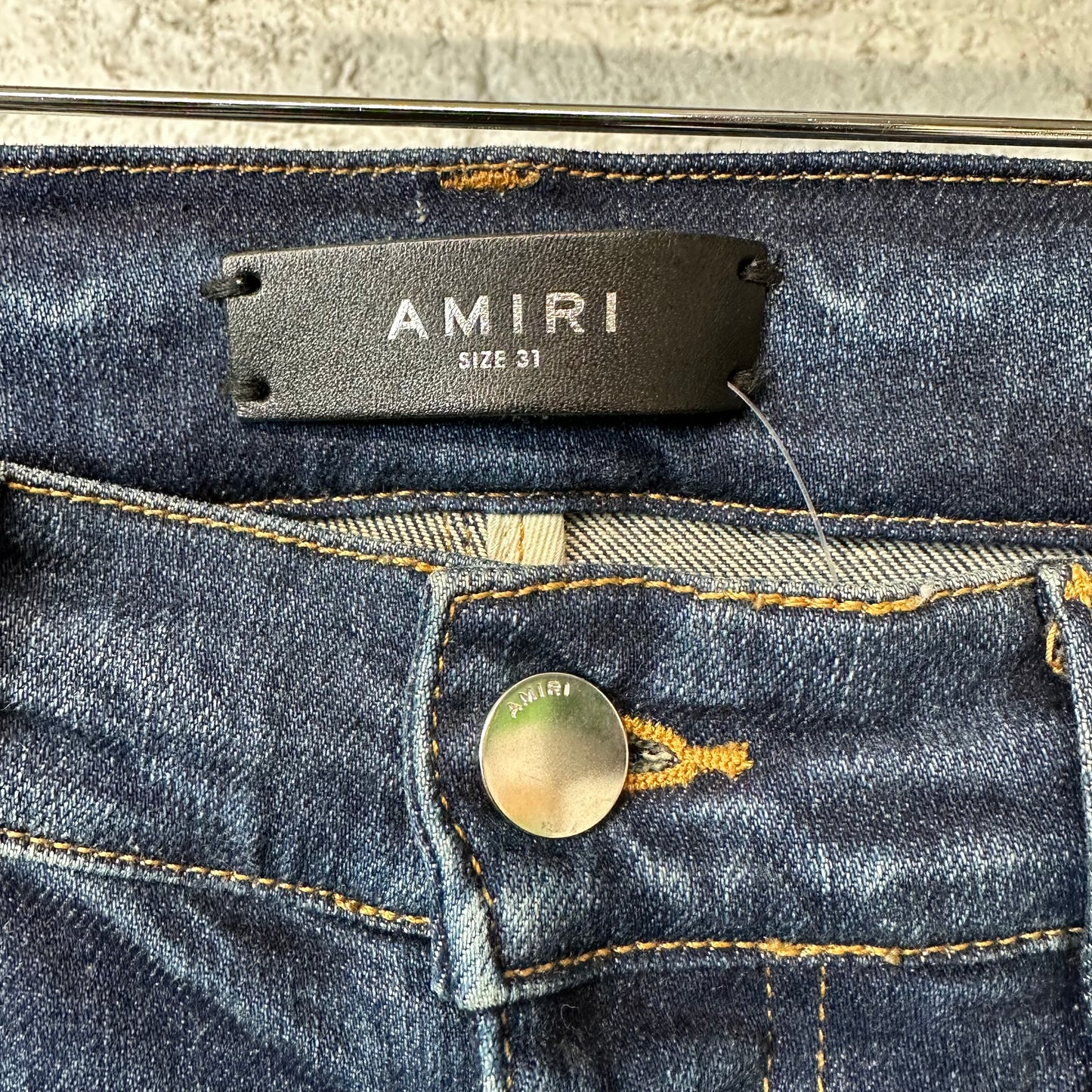 Amiri MX1 Blue Plaid Flannel Dark Blue Denim Jeans Sz 31