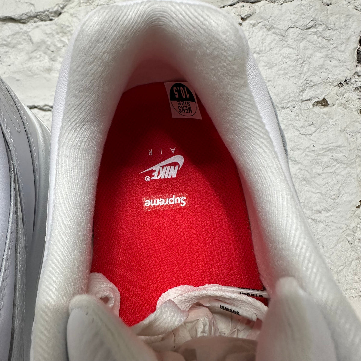 Nike Air Max 1 87 Supreme Triple White Sz 10.5 DS