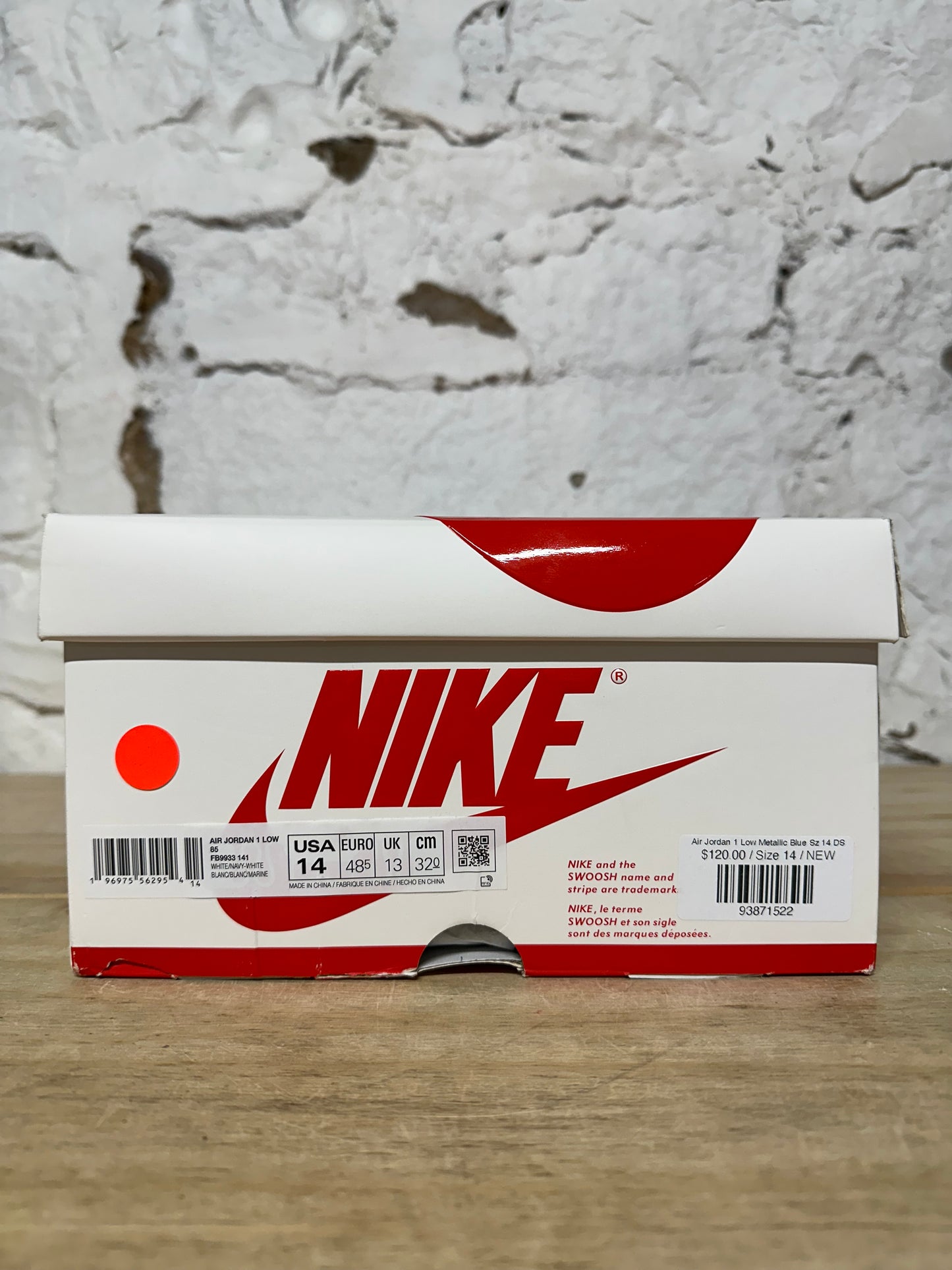 Air Jordan 1 Low Metallic Blue Sz 14 DS