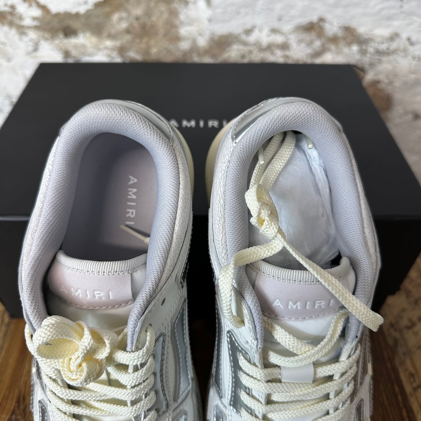Amiri Silver Skeleton White Cream Sneaker Sz 6.5 (39) DS