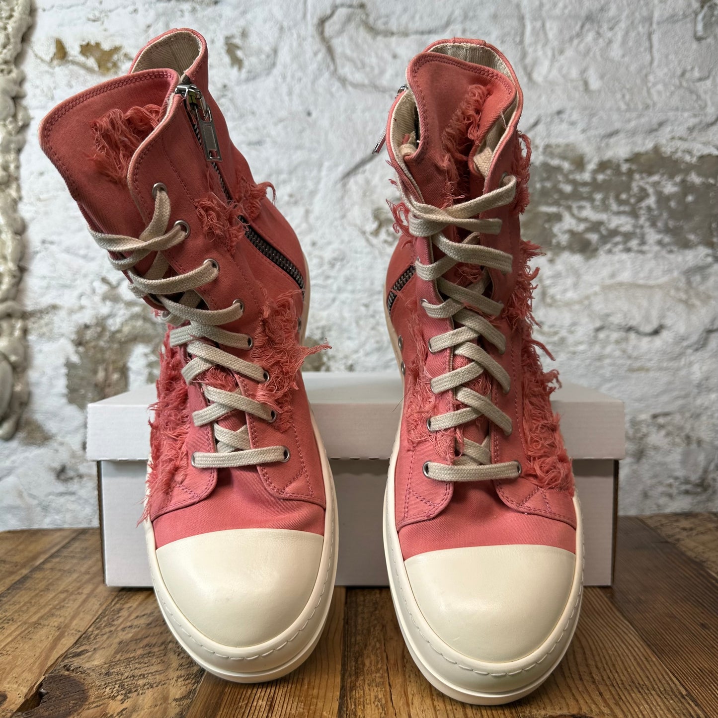 Rick Owens High Pink Slashed Milk Sneaker Sz 9 (42)