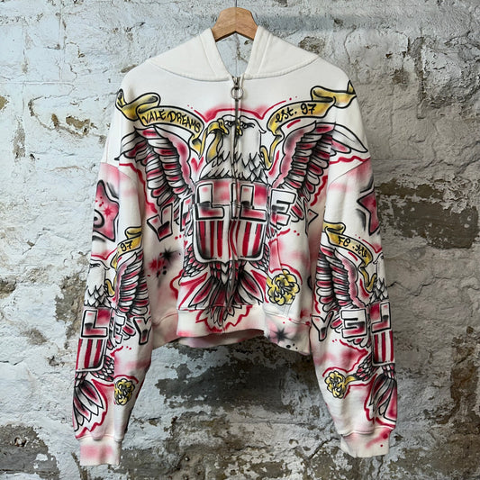 Vale Flag Zip Up Hoodie White Sz S