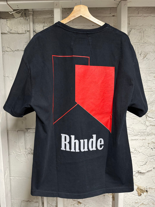 Rhude Red Logo Black T-Shirt Sz S
