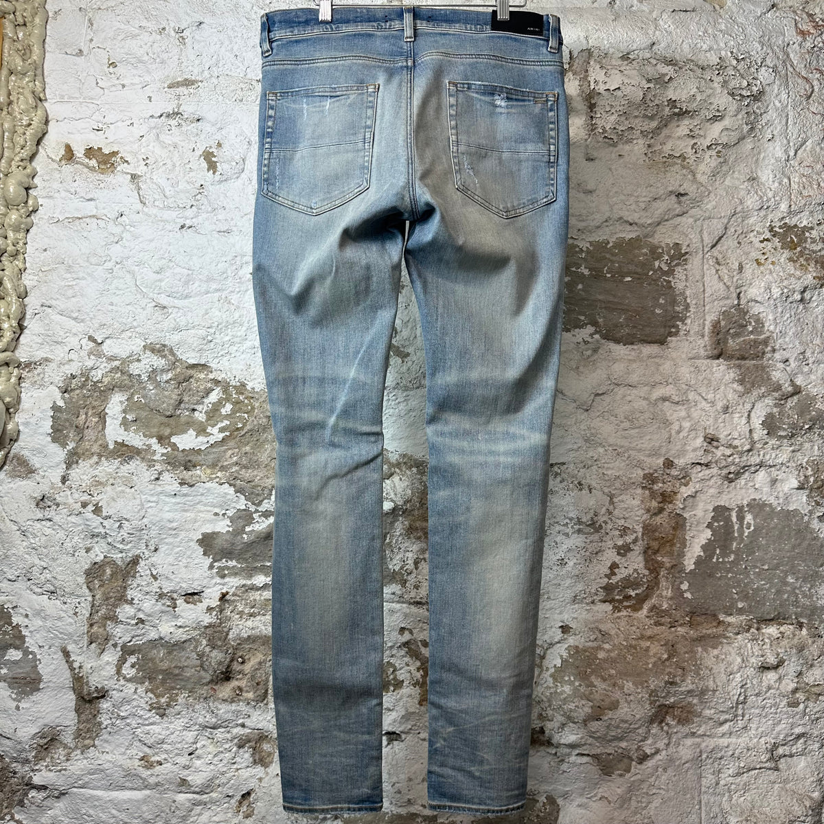 Amiri Knee Hole Plain Blue Denim Jeans Sz 34
