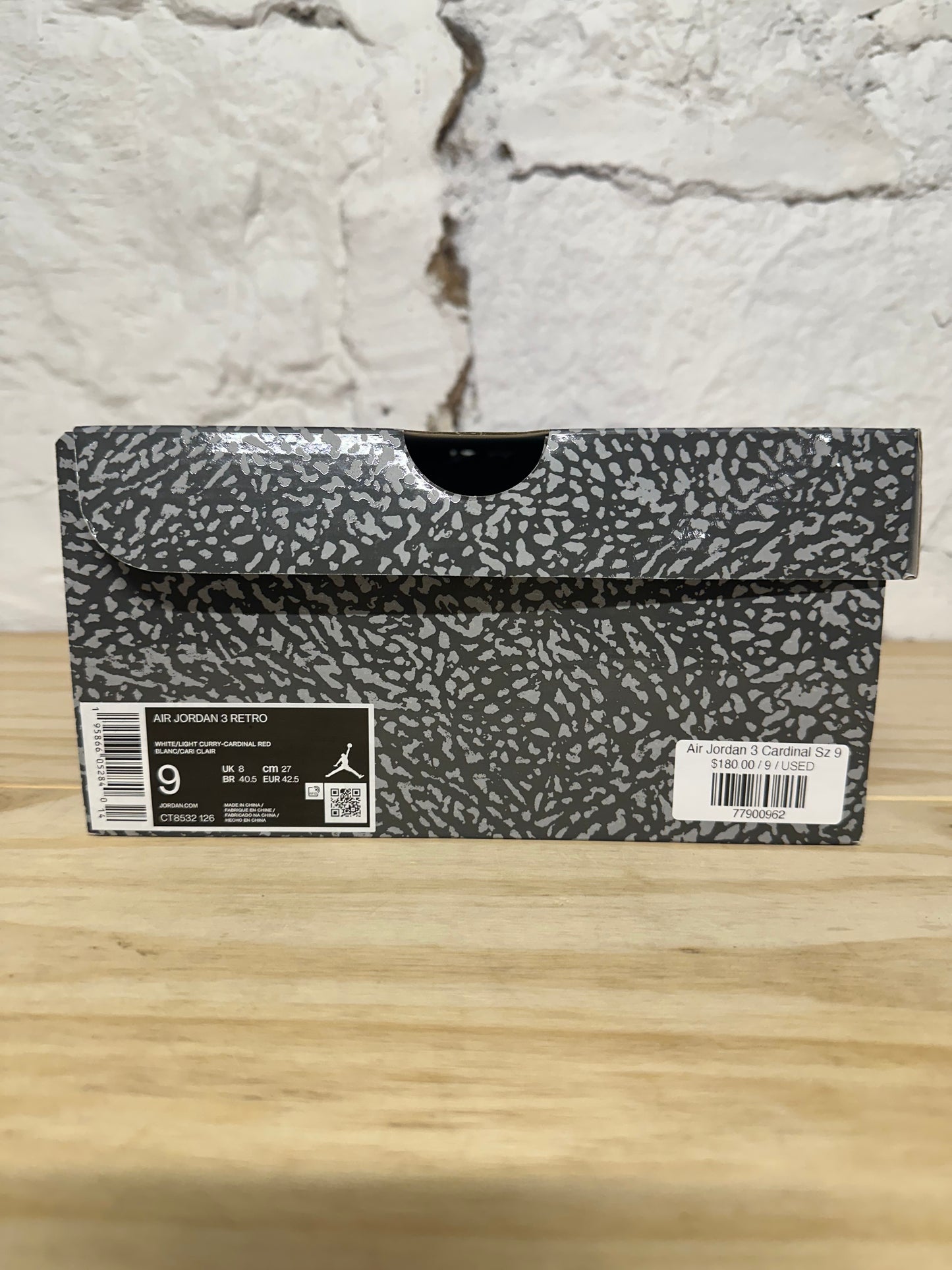 Air Jordan 3 Cardinal Sz 9