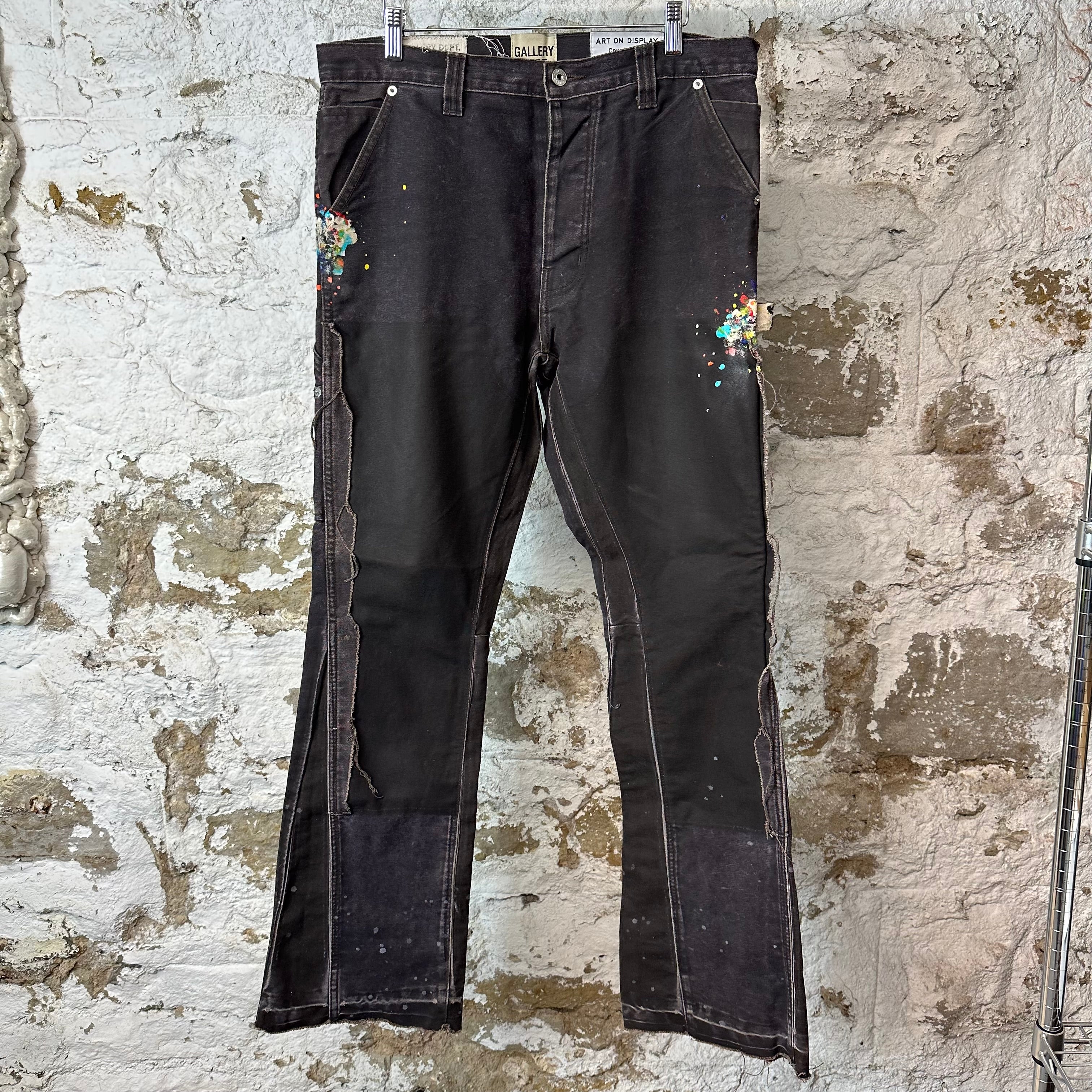 Gallery Department Faded Black Carpenter Flare Splatter Pants Sz 33