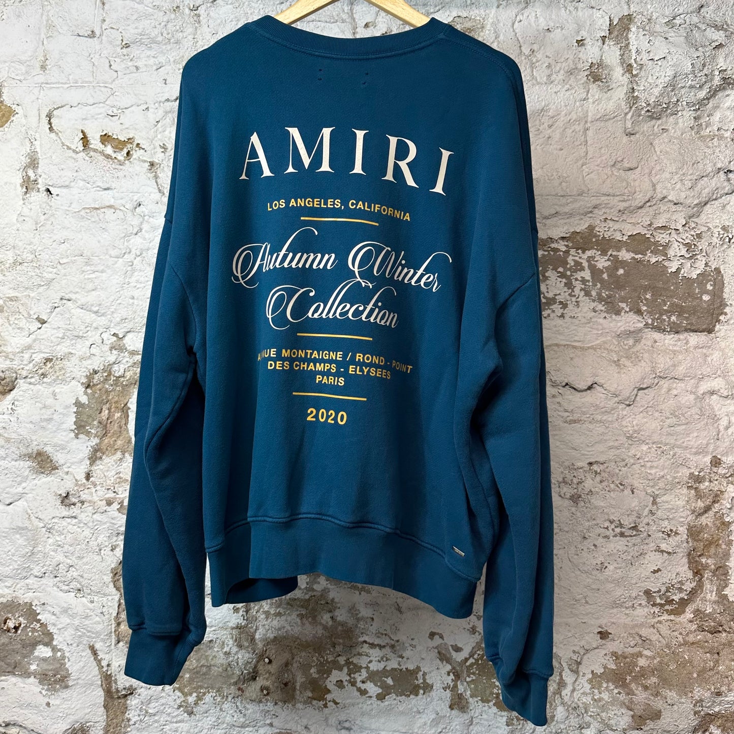 Amiri Autumn Winter Collection Crewneck Teal Blue Sz M