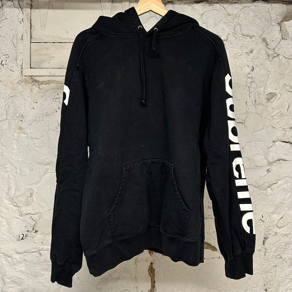 Supreme Sleeve Spellout Black Hoodie Sz M