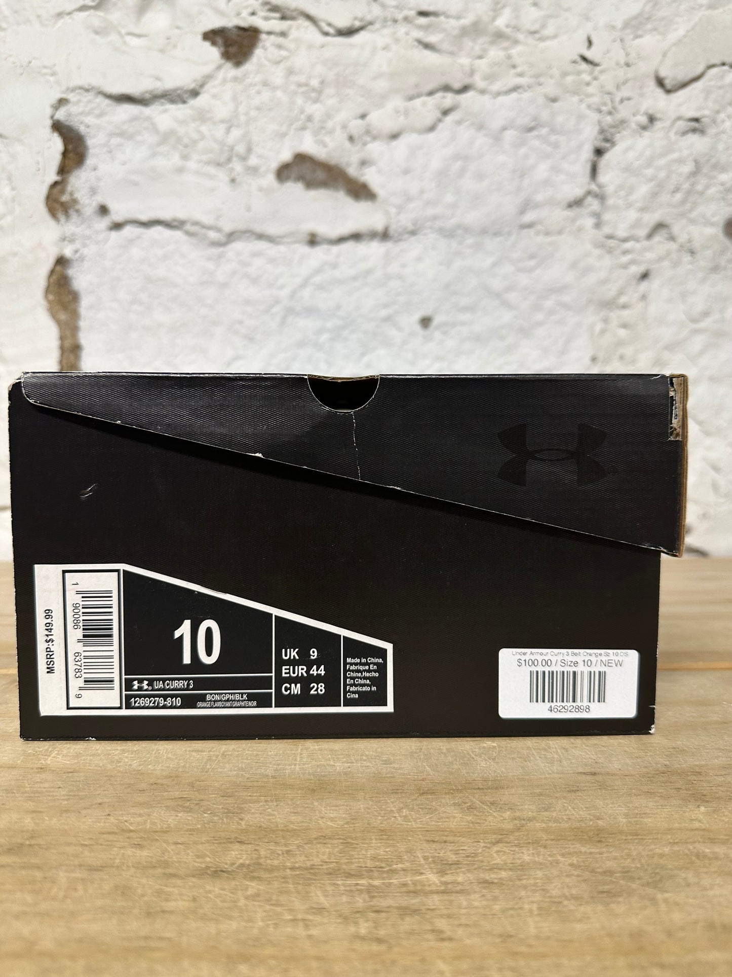 Under Armour Curry 3 Bolt Orange Sz 10 DS