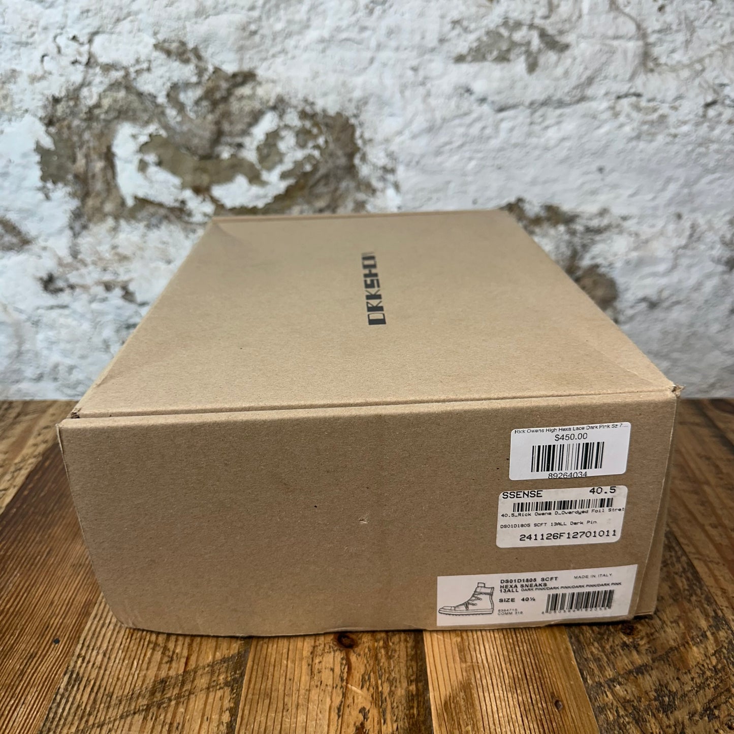Rick Owens High Hexa Lace Dark Pink Sz 7.5 (40.5)