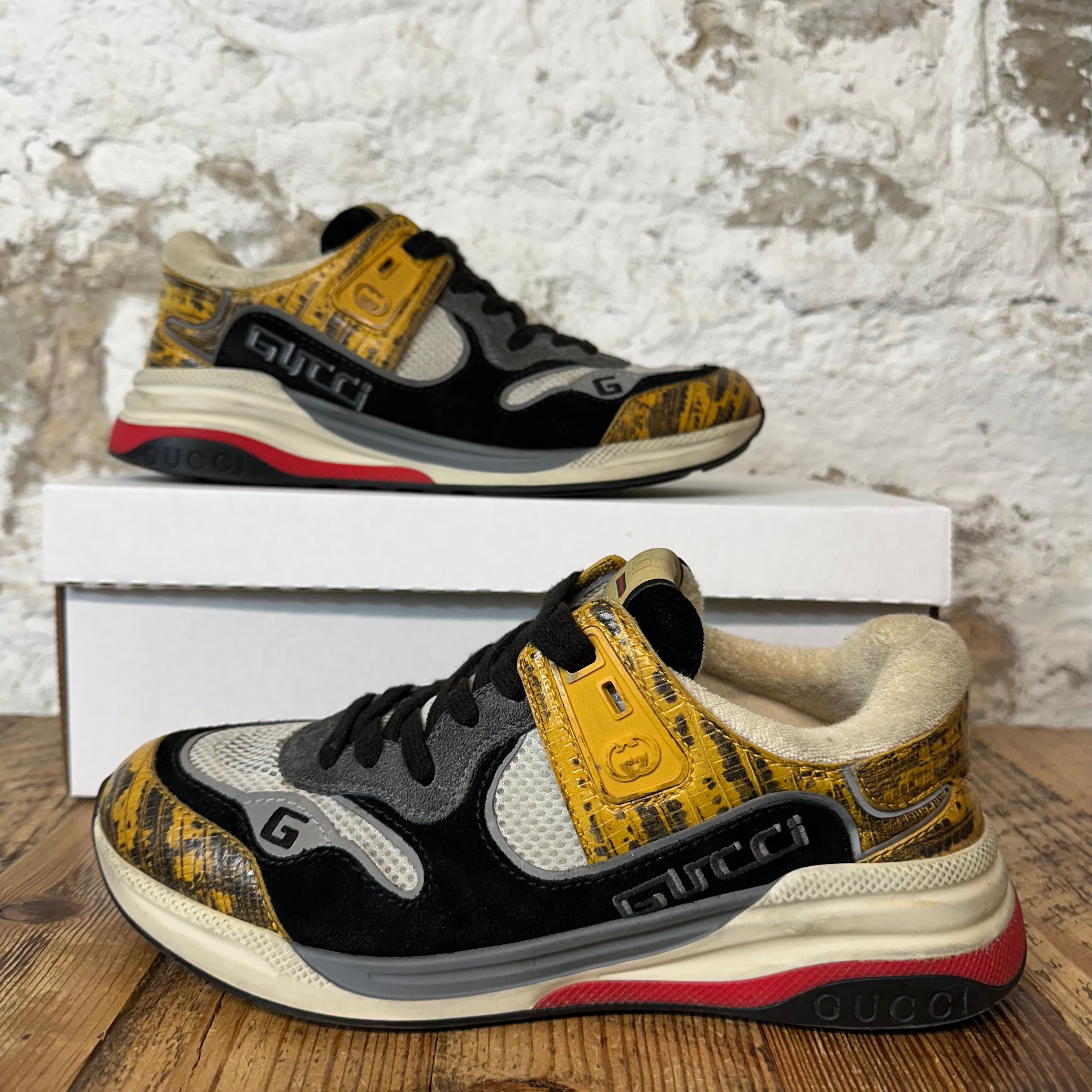 Gucci Ultrapace Black Yellow White Sneaker Sz 6