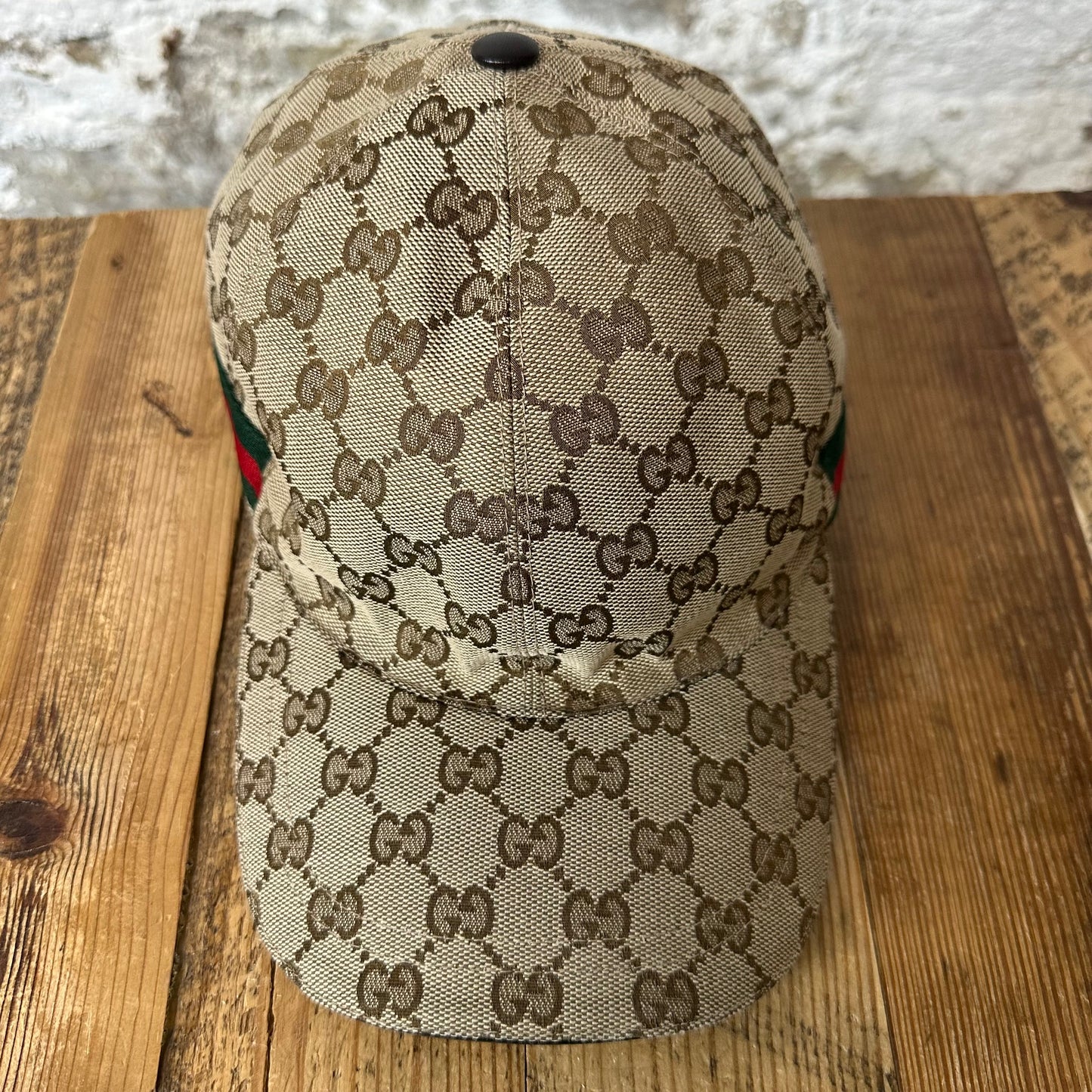 Gucci Tan Monogram Hat Sz XXL