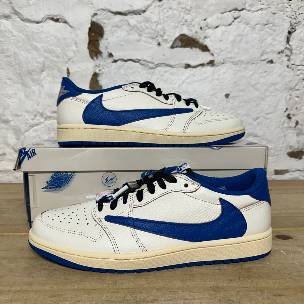 Air Jordan 1 Low Fragment Travis Scott Sail Military Blue Sz 11 DS