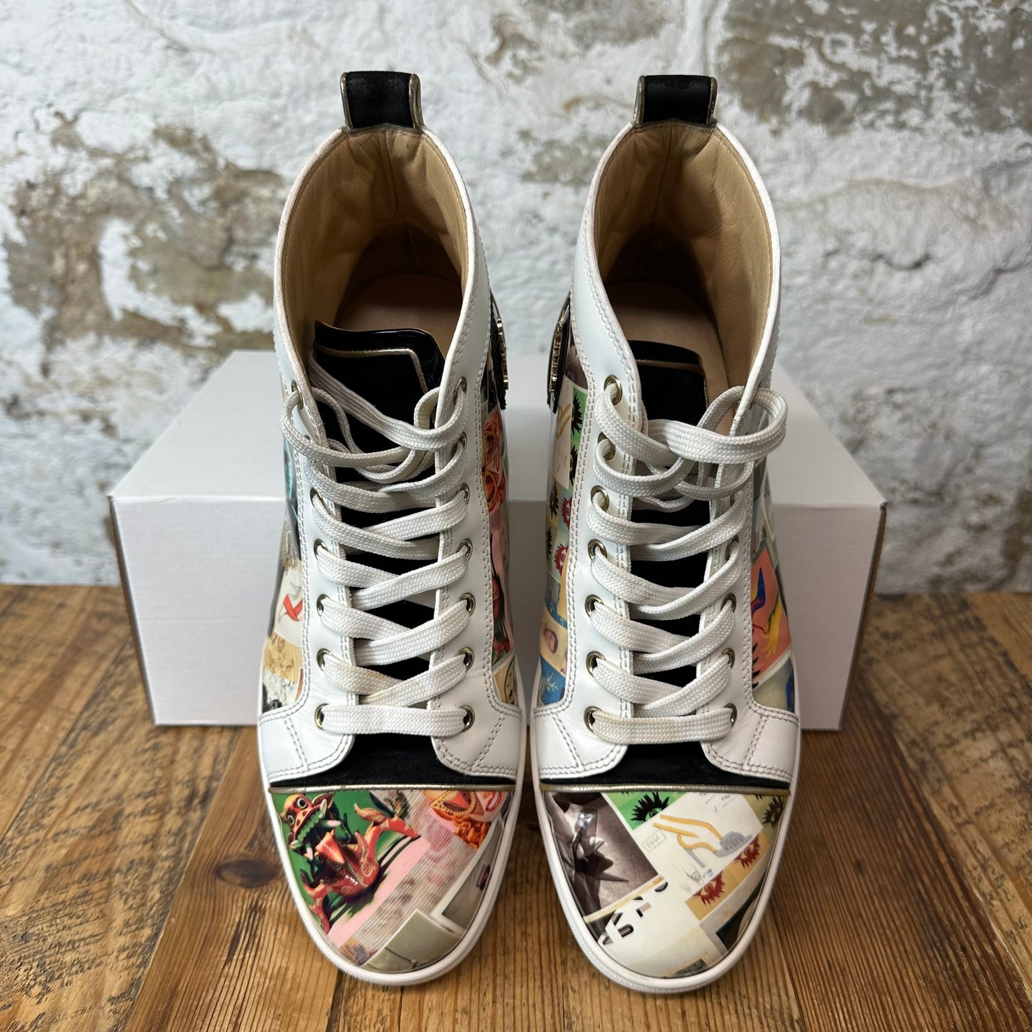 Christian Louboutin High Patent Print White Sneaker Sz 9.5 (42.5)