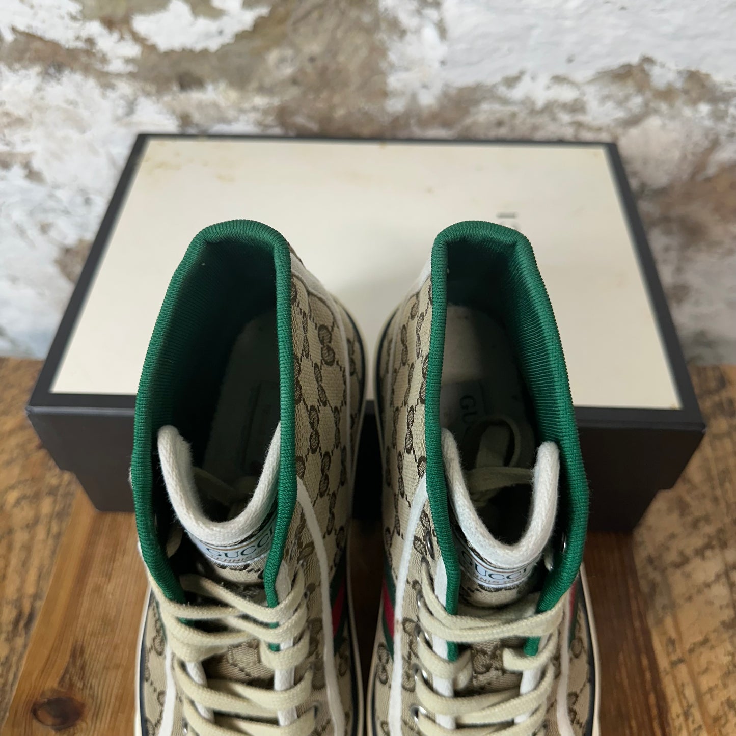 Gucci High Tennis 1977 Brown Monogram Sneaker Sz 6 (38)