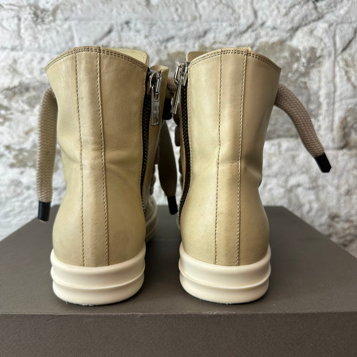 Rick Owens High Jumbo Lace Parchment Milk Sneaker Sz 5 (37)