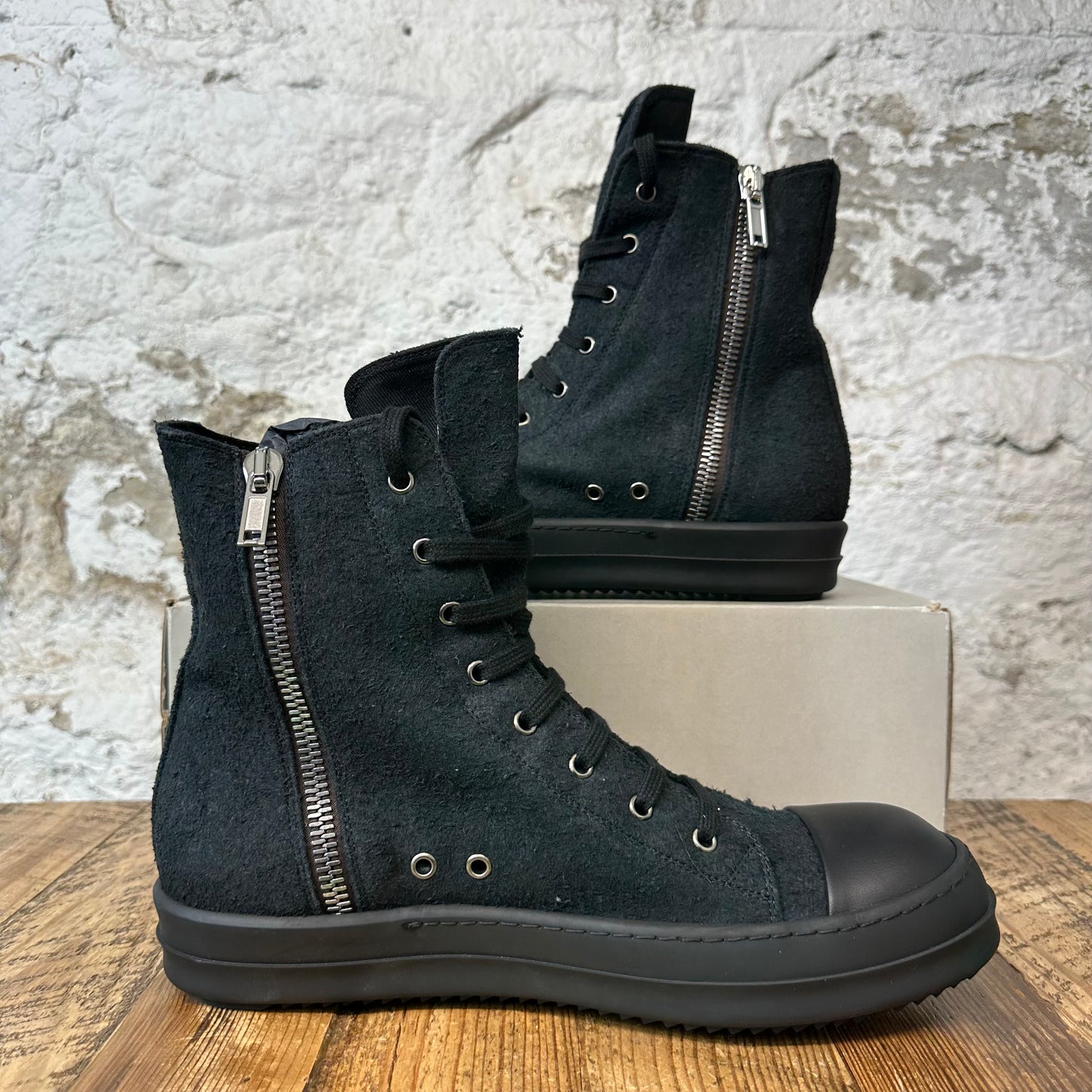 Rick Owens Triple Black Cargo Pocket Sneaker DS