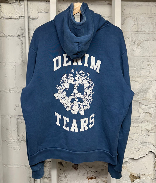Denim Tears Wreath Blue Zip Up Hoodie Sz L