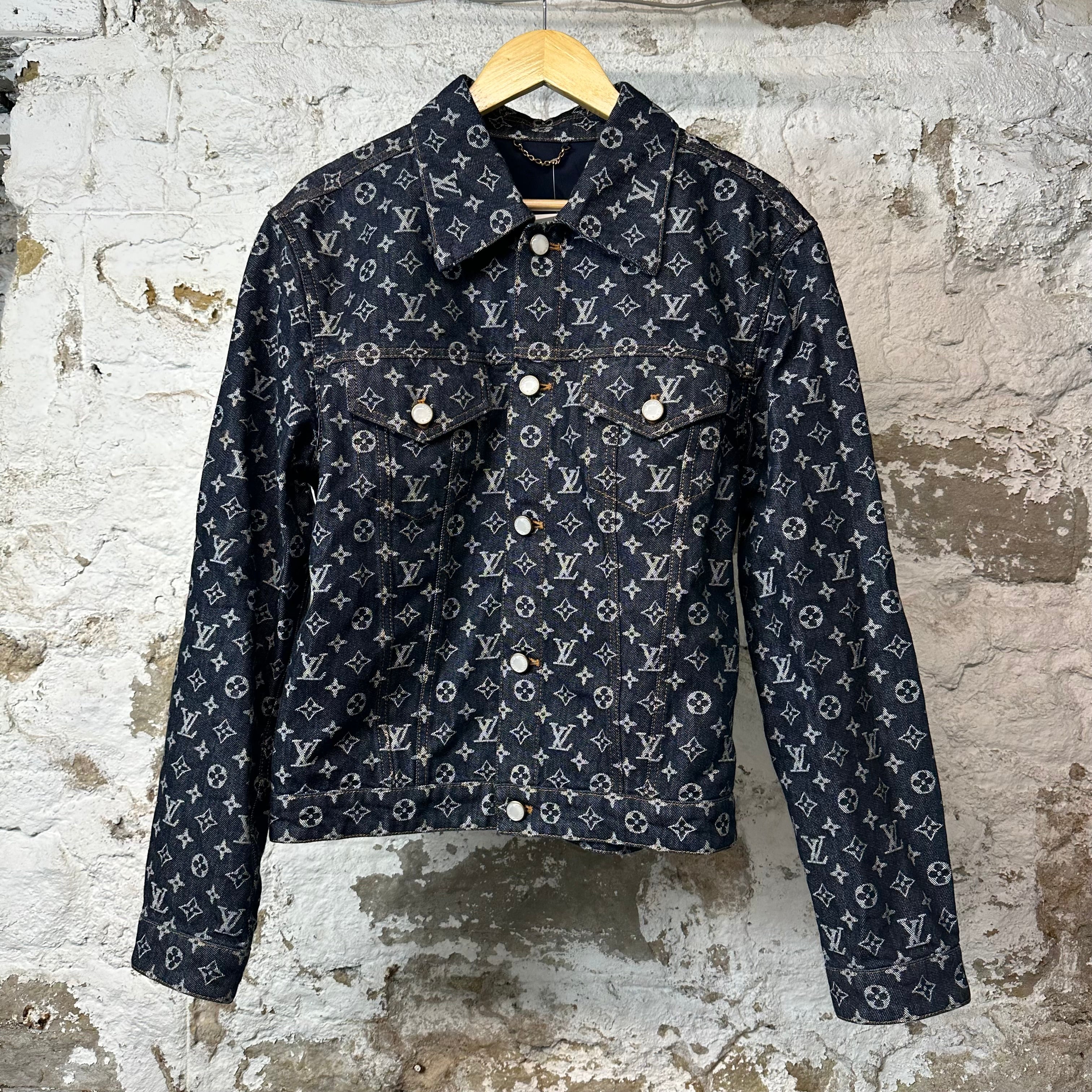 Louis Vuitton Dark Blue Monogram Denim Jacket Sz S (46)