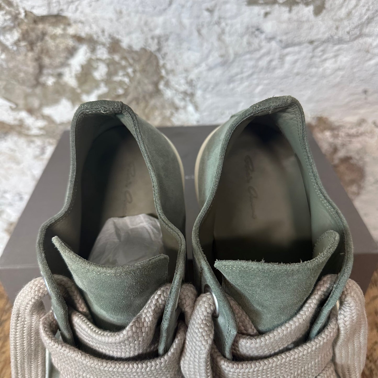 Rick Owens Jumbo Lace Celadon Milk Sneaker Sz 14 (47)