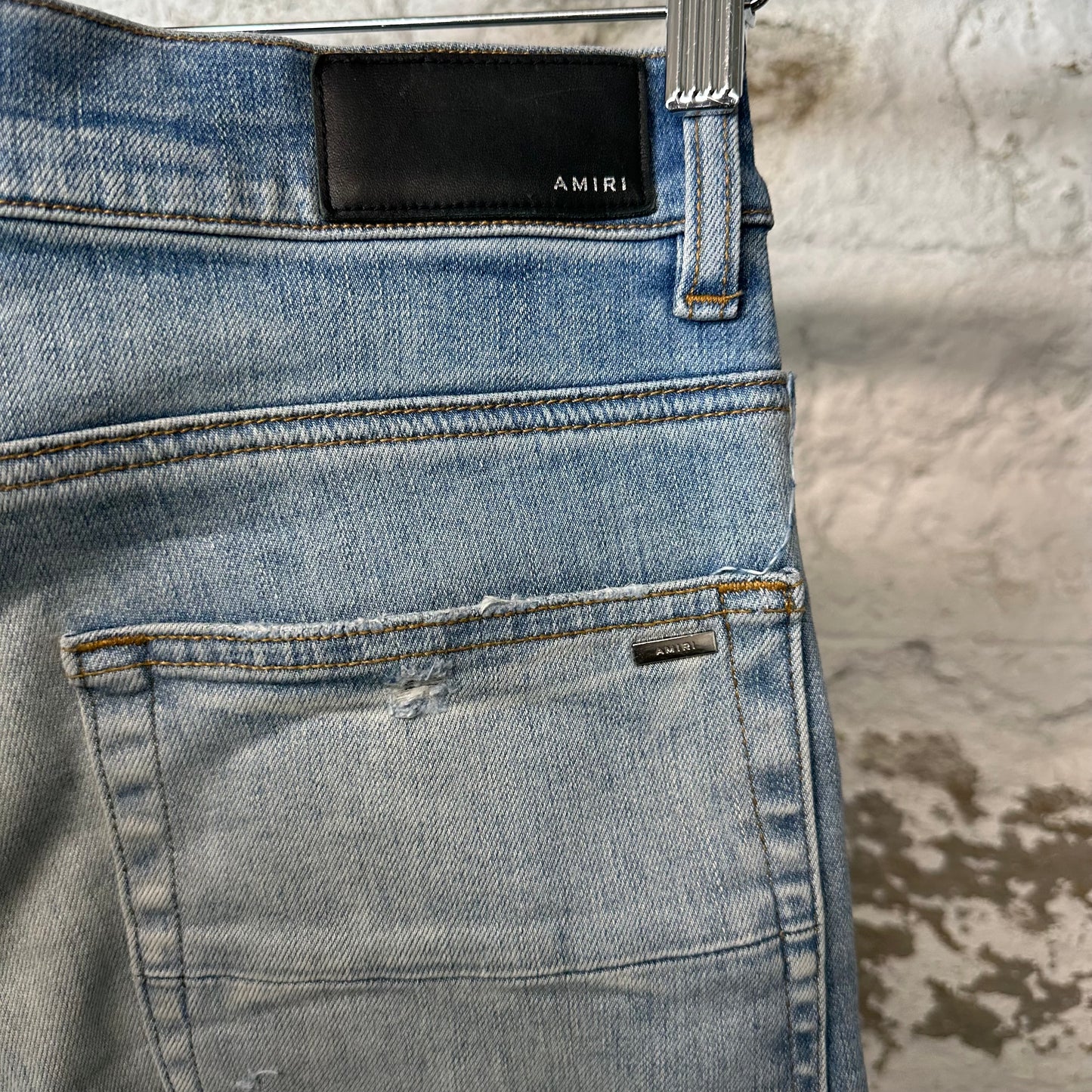 Amiri Varsity 22 Patch Blue Denim Jeans Sz 31