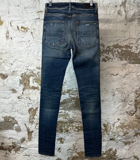 Amiri MX1 Blue Plaid Dark Blue Denim Jeans