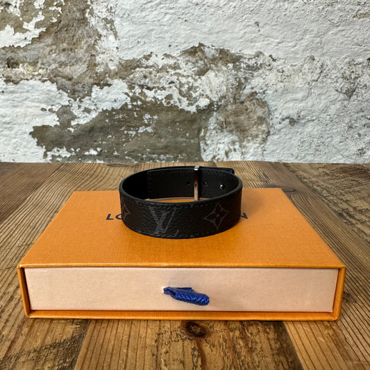 Louis Vuitton Graphite Slim Bracelet Sz 19 W/ Box