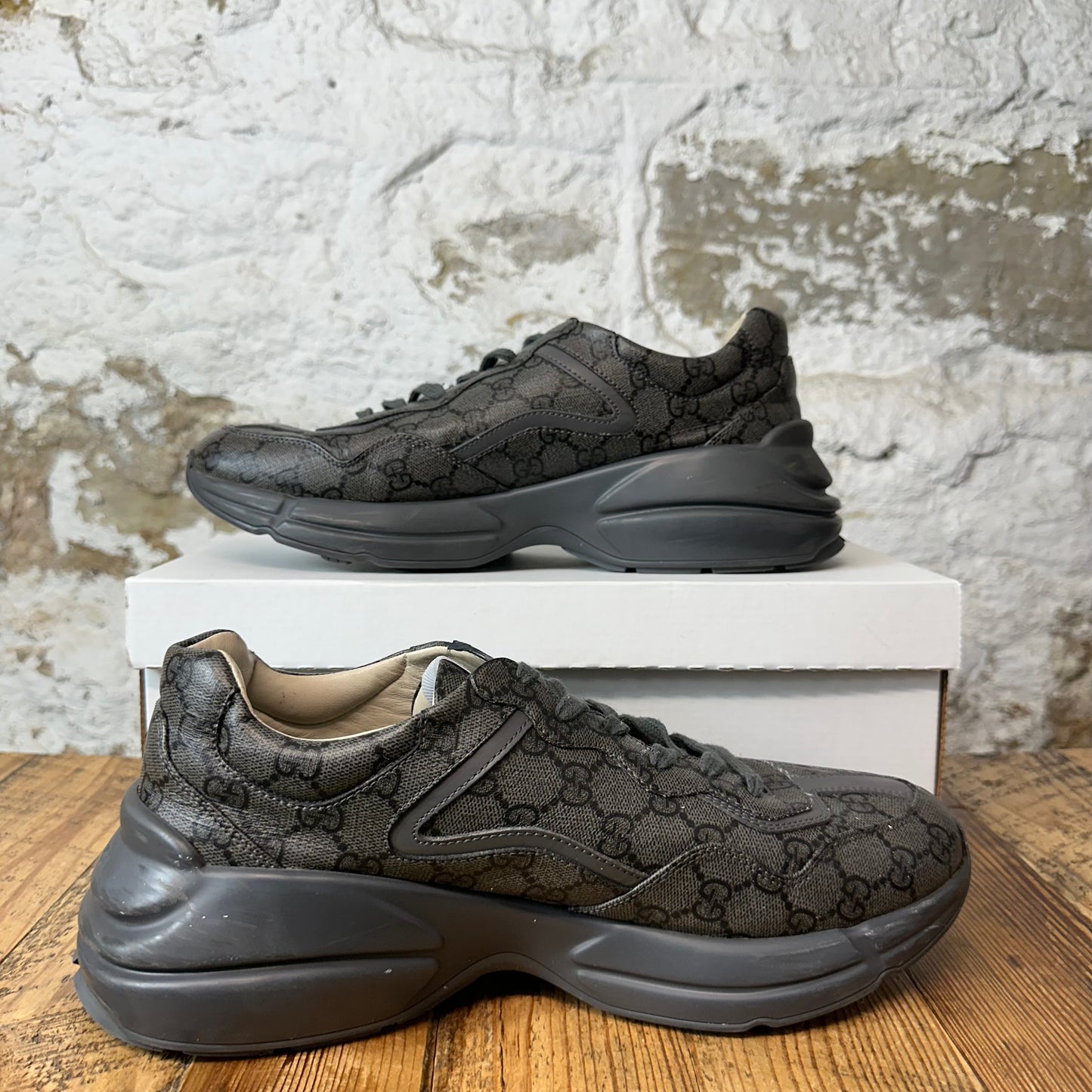 Gucci Rhyton GG Monogram Grey Sneaker Sz 10
