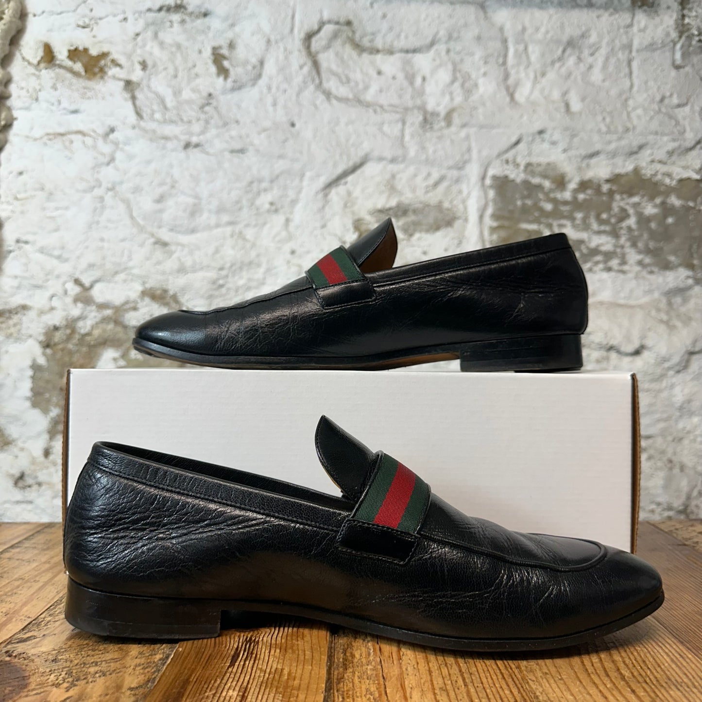 Gucci Donnie Web Double GG Black Loafer Sz 10