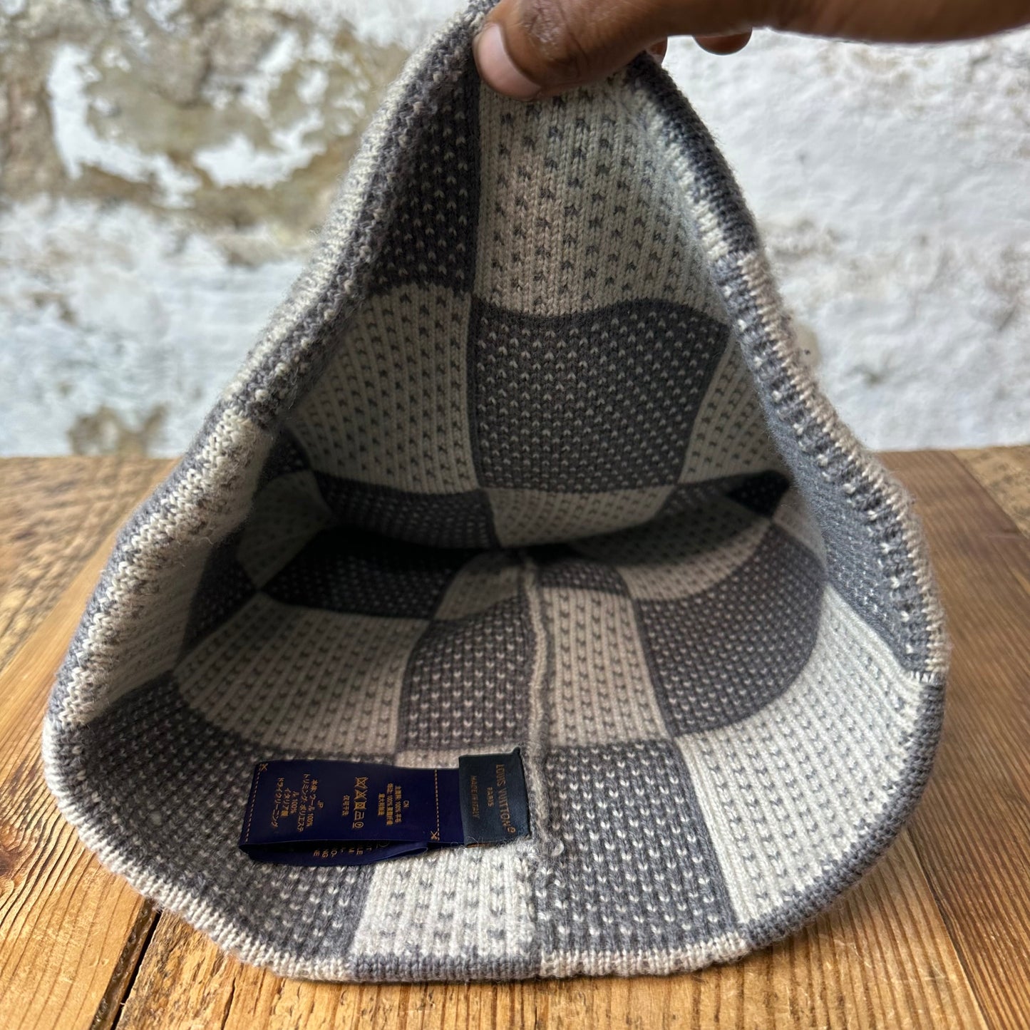 Louis Vuitton Grey Damier Heritage Beanie W/ Box