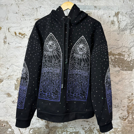 Who Decides War Stained Glass Rhinestone Hoodie Black Sz S