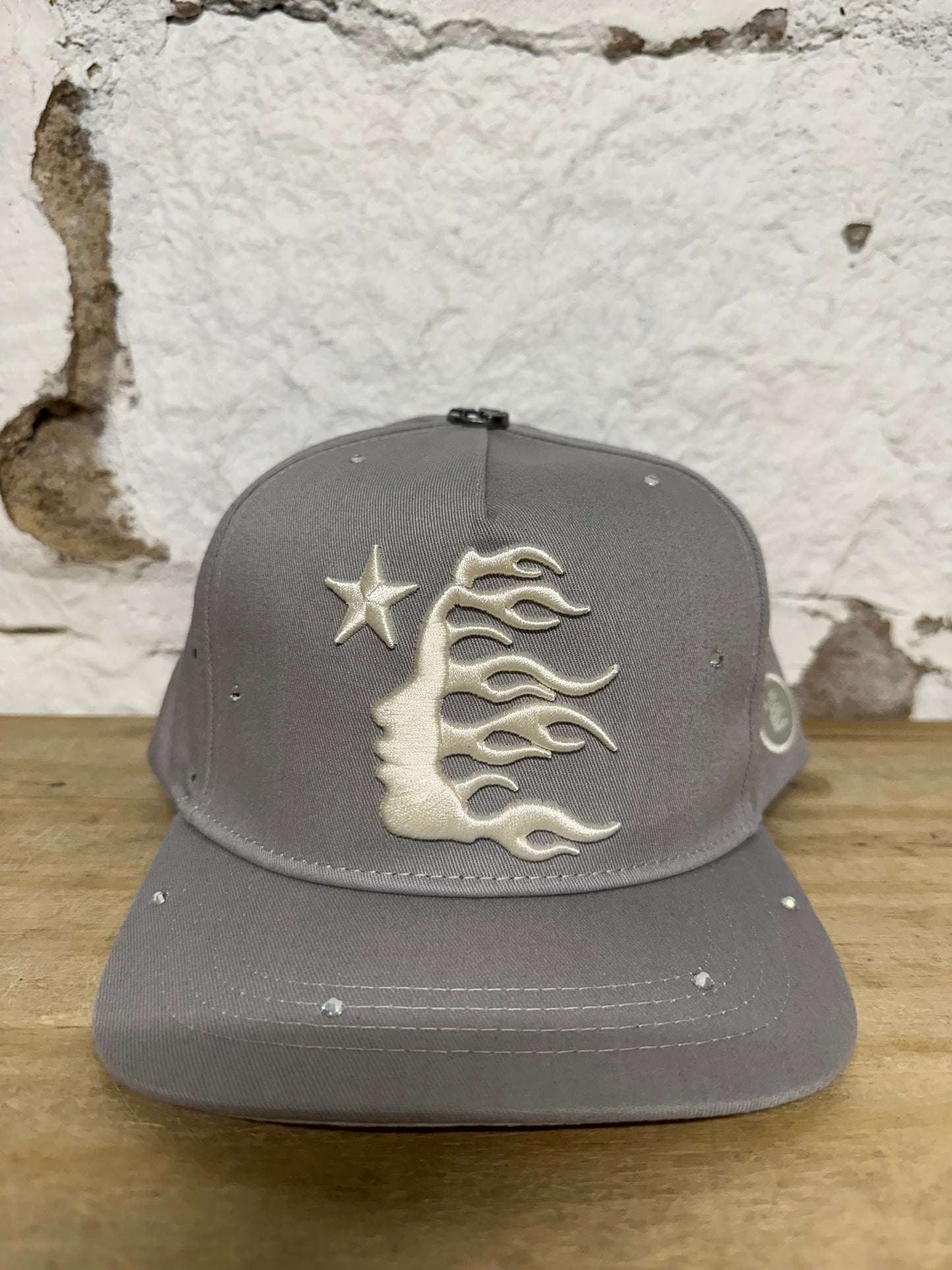 Hellstar Grey Rhinestone Snapback Hat DS