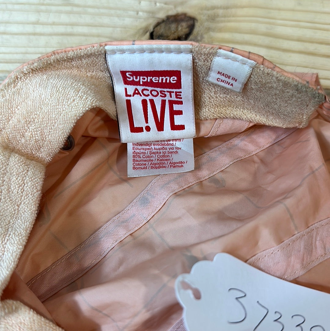 Supreme Lacoste Reflective Grid Nylon Camp Cap Peach Hat